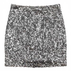 Silver Sequin Mini Skirt